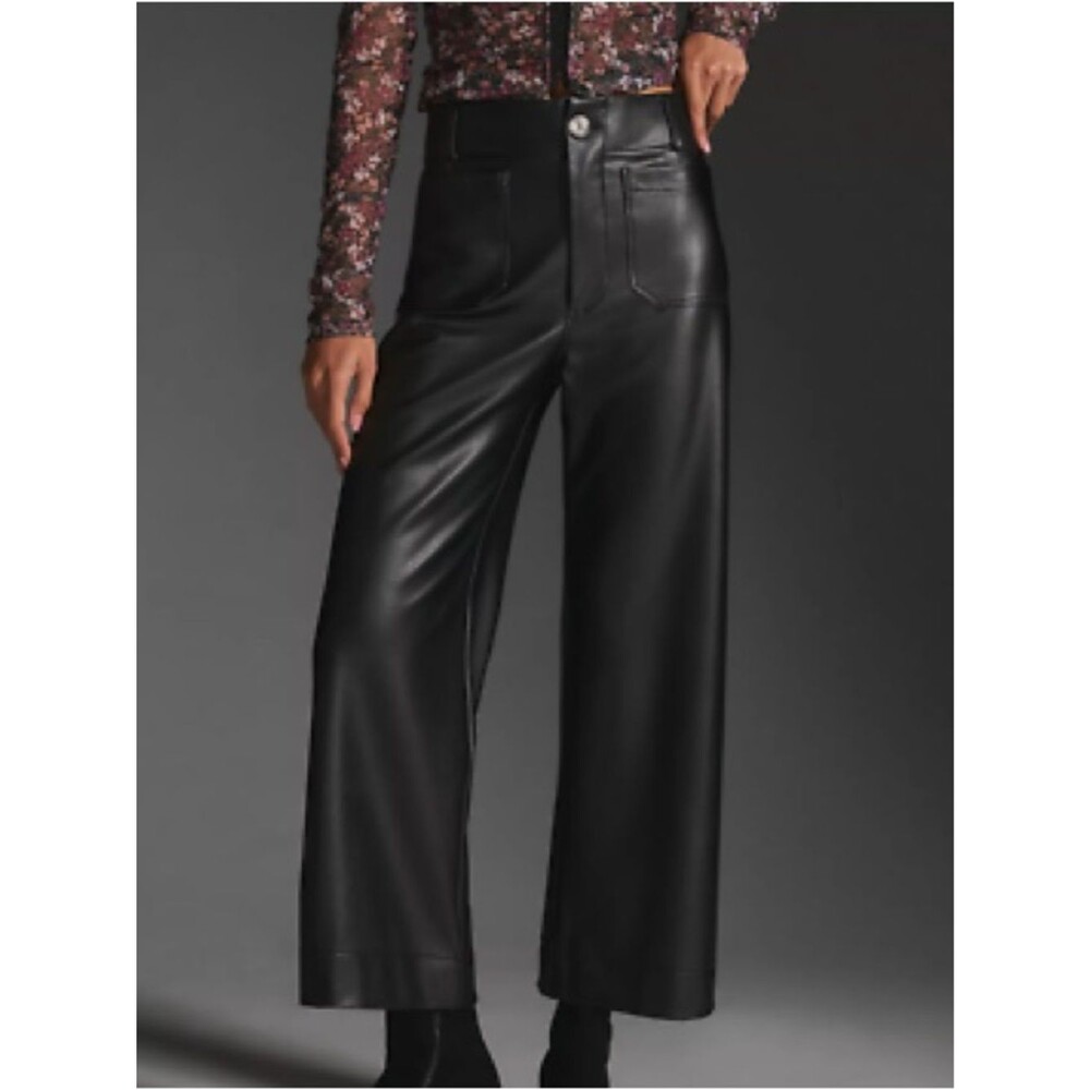 Maeve The Colette Wide Leg Faux Leather Pants In Black Size 31